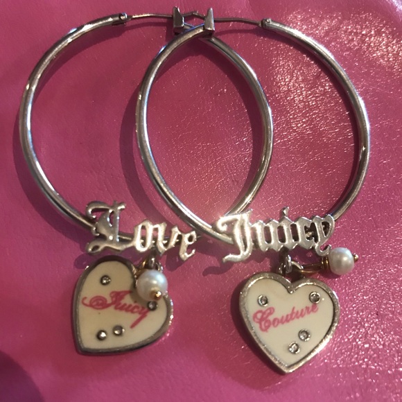 Juicy couture eat candy hoop earrings silver heart y2k vintage DeAdstock 90’s